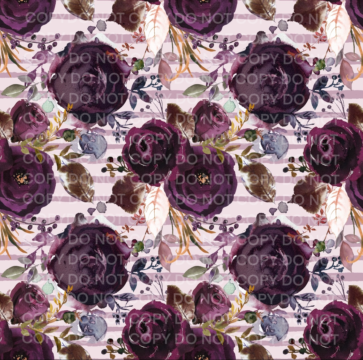 Burgundy Floral Stripes