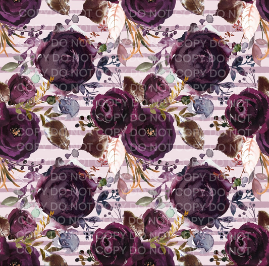 Burgundy Floral Stripes